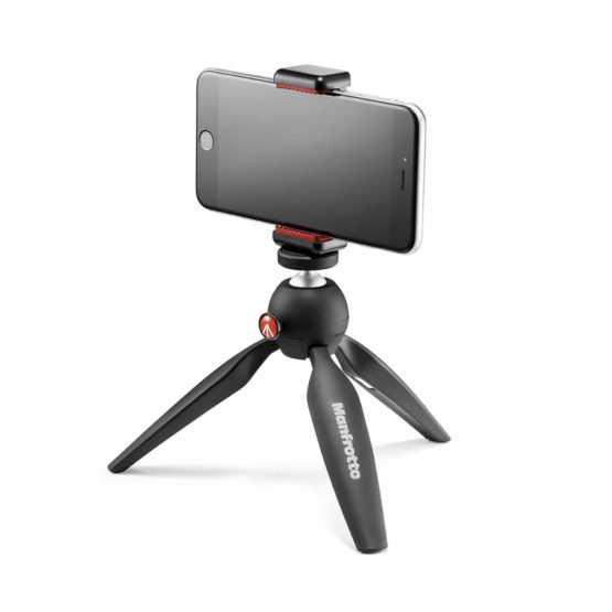 Manfrotto MKPIXICLAMP-BK,  Mini Tripod with Universal Smartphone Clamp, for iPhone with or without Case, CSC, Vlogging, Videography, Black
