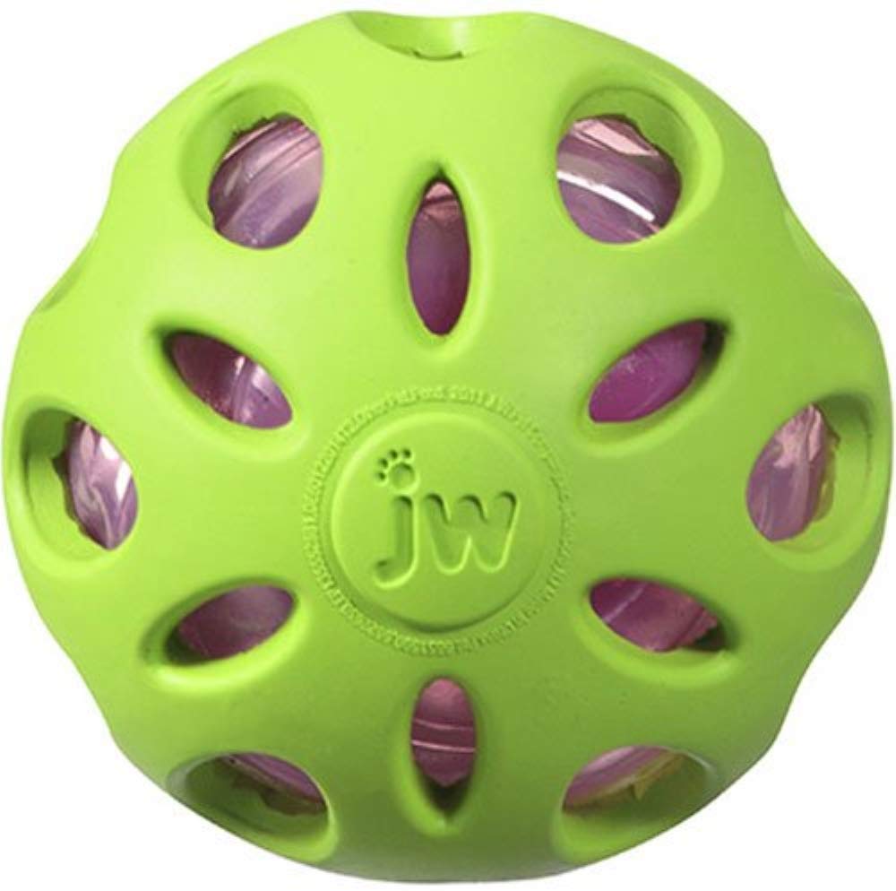 JW Crackle Ball Medium By Rubber Ball with A Plastic Bottled Heart for Dogs M, Assorted