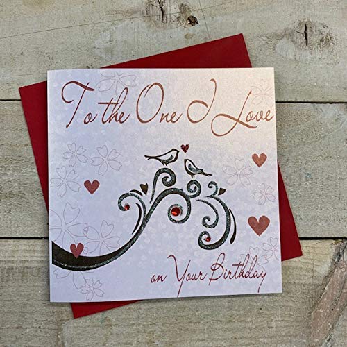 white cotton cards "To the One I love Birthday Card Handmade Birthday Card, White, WB171 NEW, 16cm x 16cm - Image 2
