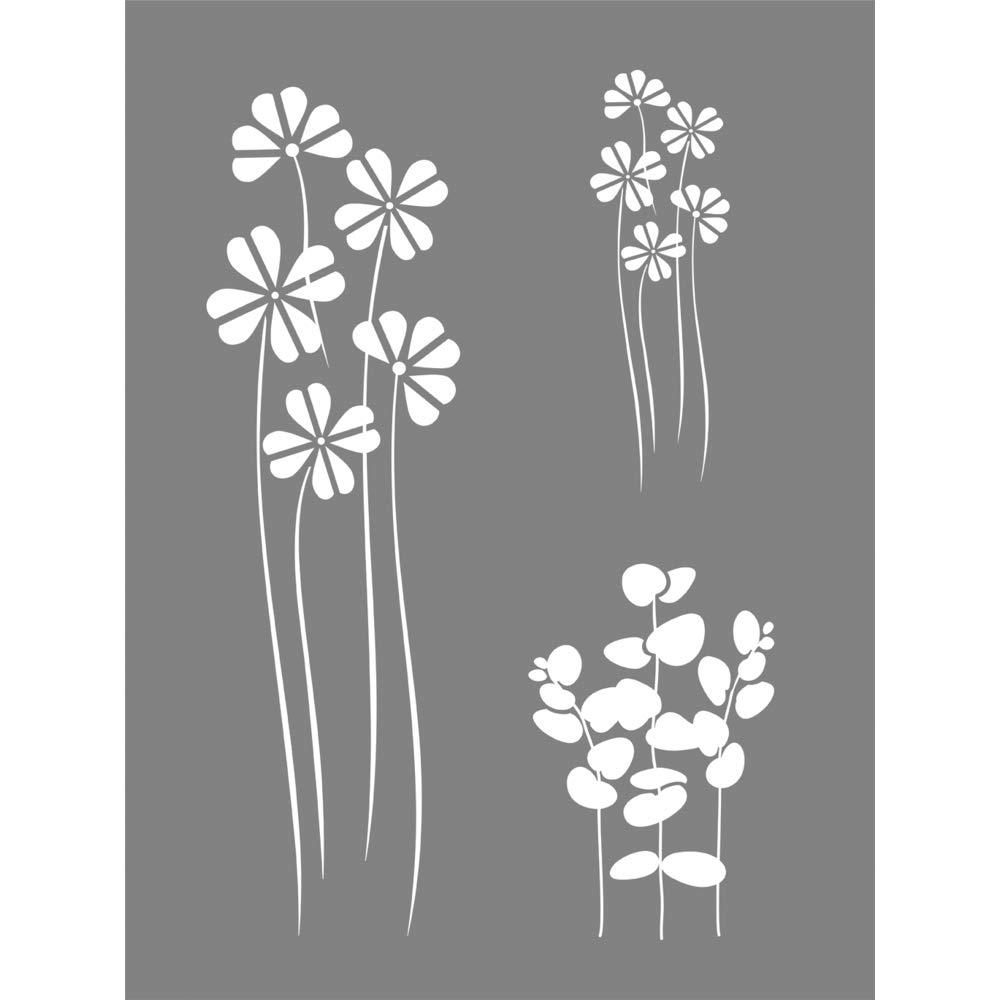 Rayher 45109000 Mask Stencil for Crafts and Painting Reusable Silk Screen Template with Flower and Leaf stem Designs
