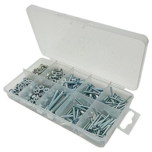 Merriway BH06568 (110 Pcs) Assortment of BZP CSK Head Machine Screws & Hex Nuts in a 10 Compartment Carry Case - Pack of 110 Pieces