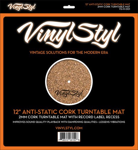 Vinyl Styl® 12 Inch Anti Static Cork Turntable Mat - Less Vibration - No Slip, multicolor