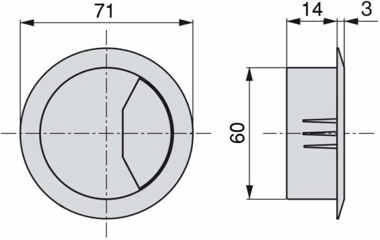 Emuca - Ø60mm round grommet from grey plastic, desk cable grommet to build in table/desk/worktop, Set of 20 - Image 2
