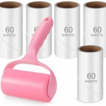 Mr Hsiung & Mrs Yin 300 Sheets Lint Roller for Clothes, Pet Hair Remover, TCEBUY Extra Sticky Lint Remover Brush, Clothes Cleaner Roller, 1 Roller + 5 Refills