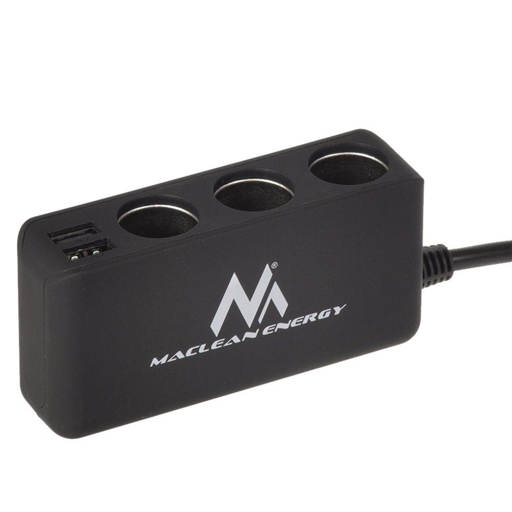 Maclean MCE117 MultiPort Car Charger 3x12V Lighter Socket 4xUSB, Black, Zigarettenanzünder-Verteiler - Image 3