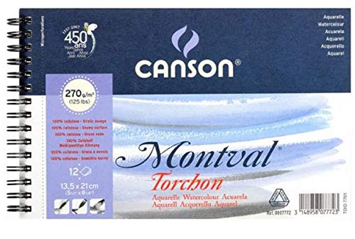 Canson Spiral-Bound Notepad AQ Montval Fine Watercolour 300 g/m² 12 Sheets per Pad Spiral on Short Side White 13.5 x 21 cm White - Image 2