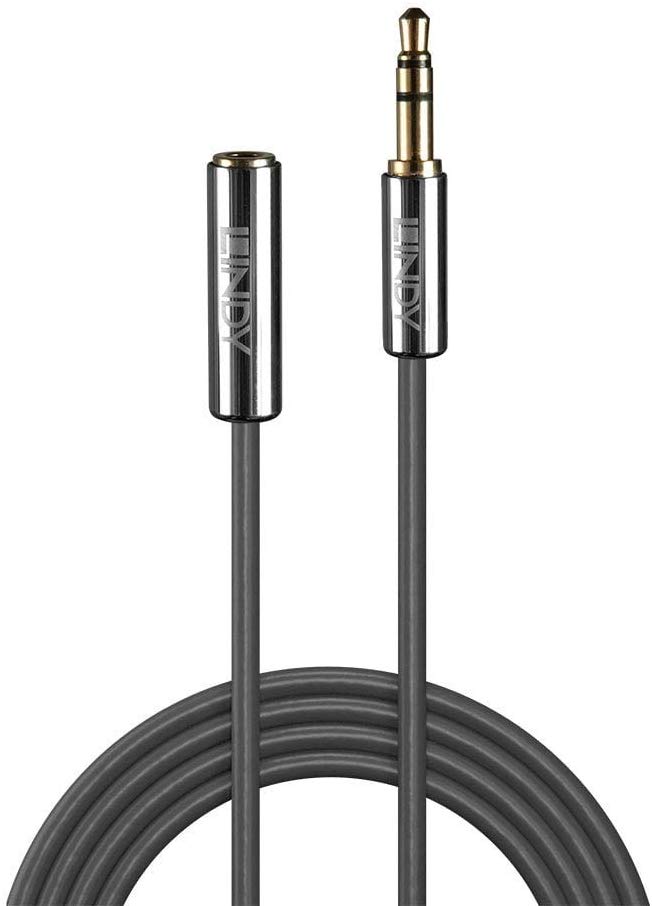 Lindy 3.5mm Extension Audio Cable, Cromo Line Grey, 5m, Black - Image 2