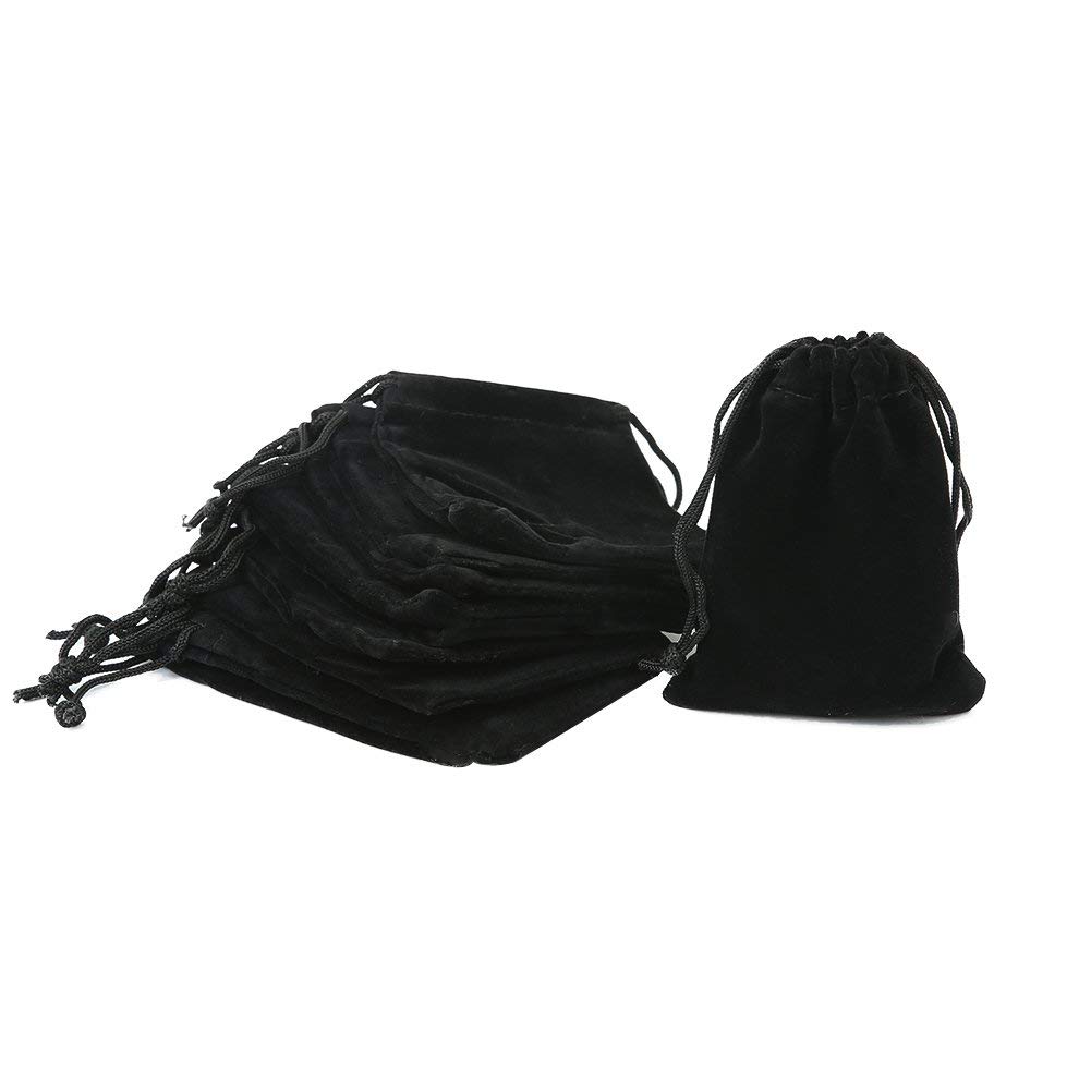 Shintop 10pcs Velvet Drawstring Bags, 8x10cm Velvet Pouches for Jewelry Gift Packaging (Black), 10pcs,Black