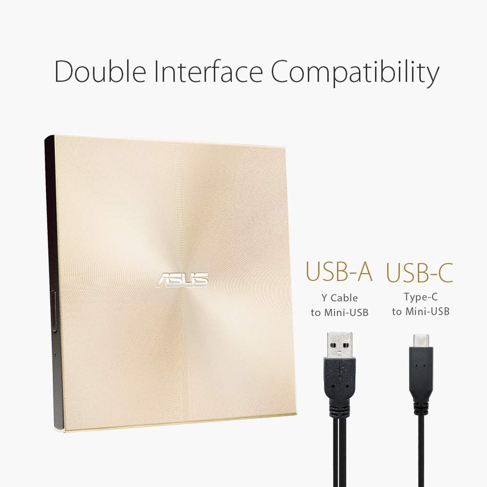 ASUS SDRW-08U9M-U external ultraslim 8X DVD writer, USB Type C + Type A cable, Mac Compatible, 13.9mm Ultraslim - Image 3