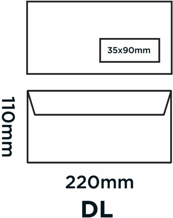Blake Purely Everyday DL 110 x 220 mm 100 gsm Right-Hand Window Peel & Seal Wallet Envelopes (25885RH) White - Pack of 500 - Image 2
