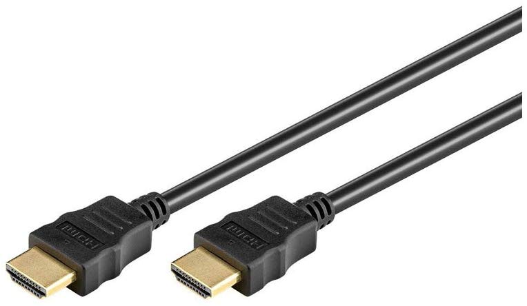Goobay 51824 Standard HDMI Cable, Gold-plated, Black, 5.5 mm Diameter, 10 m Cable Length, 10 Meters