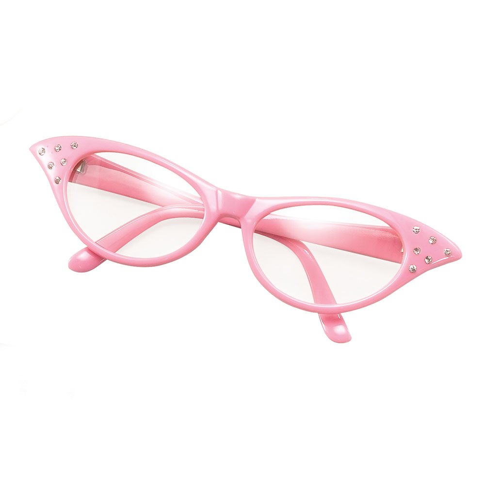 Bristol Novelty BA142P 50's Female Style Glasses, Womens, Pink, One Size Halloween