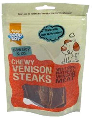 Good Boy Pawsley & Co Chewy Venison Steaks 80g (5 Pack), Colour-445, 80 g (Pack of 5)