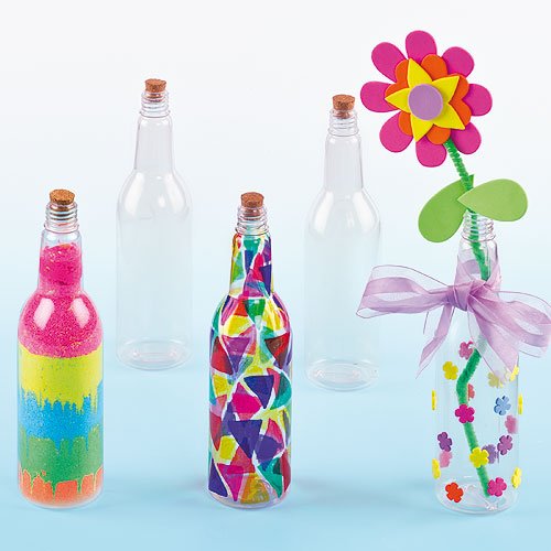 Baker Ross EV3034 Plastic Art Bottles, Perfect for Children to Fill with Coloured Sand Decorate with Glass Pens - Image 2