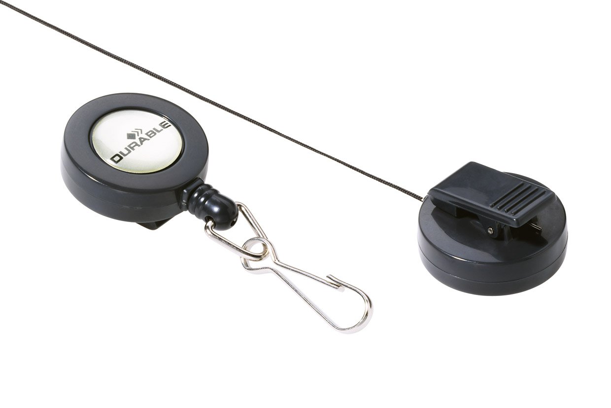 Durable Badge Reel with Snap Fastener in Charcoal, Black