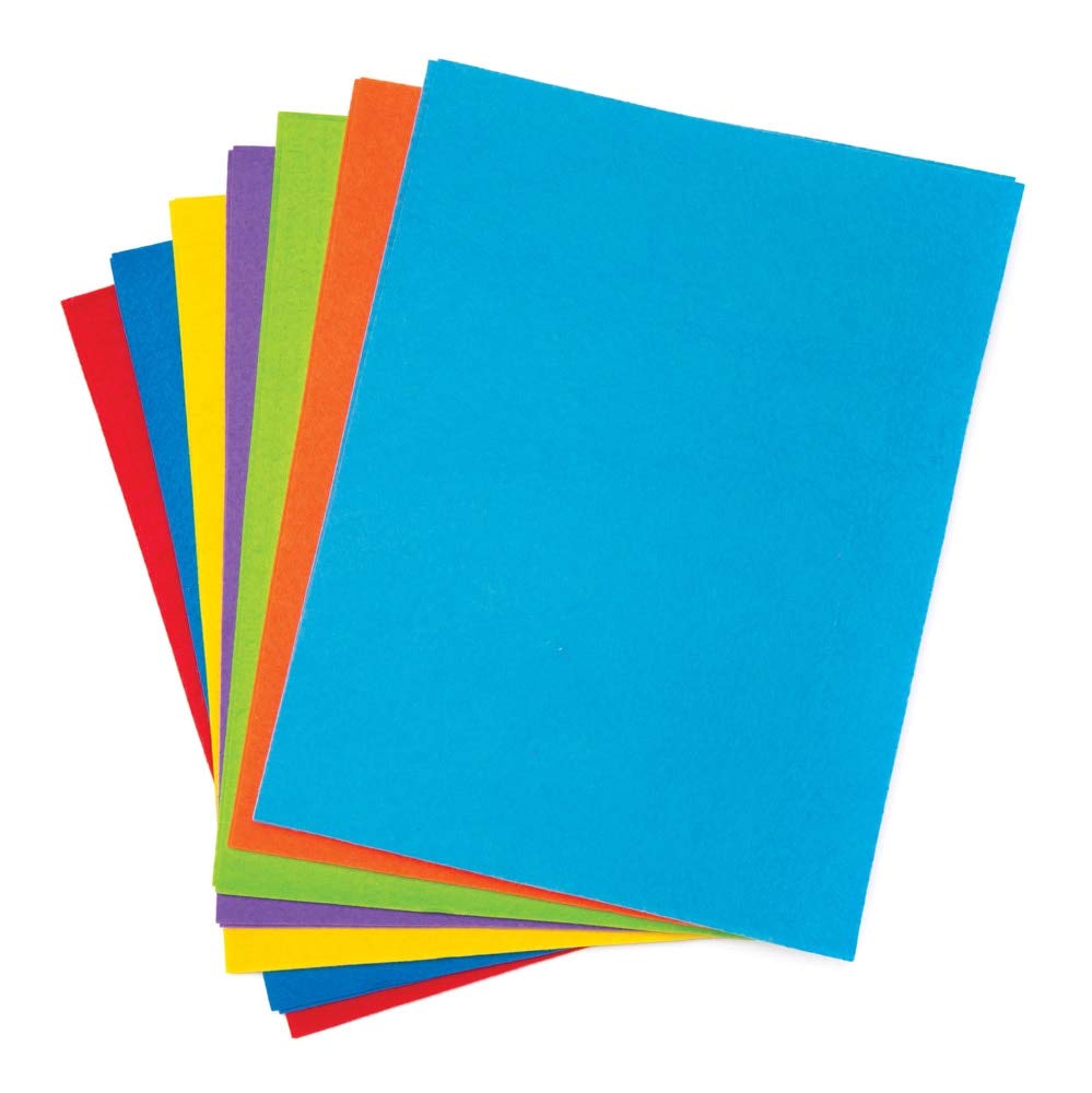Baker Ross AW369 Rainbow Colours Felt Sheets Value Pack of 15), Assorted, 30cm x 23cm
