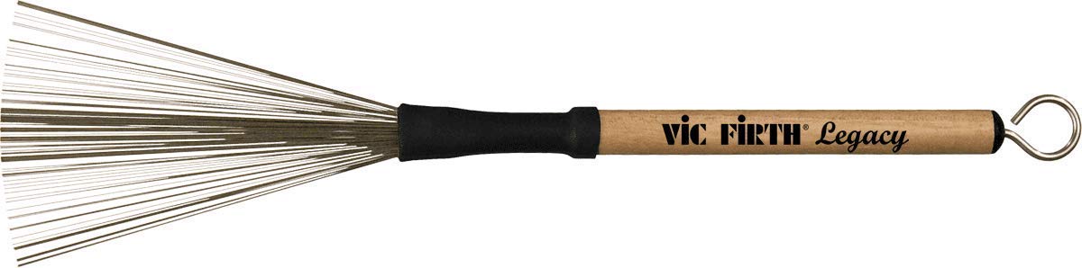 Vic FIrth - Legacy Drum Brushes - Retractable - Medium Gauge Wire - Wood Handle, Brown, Wire Brush