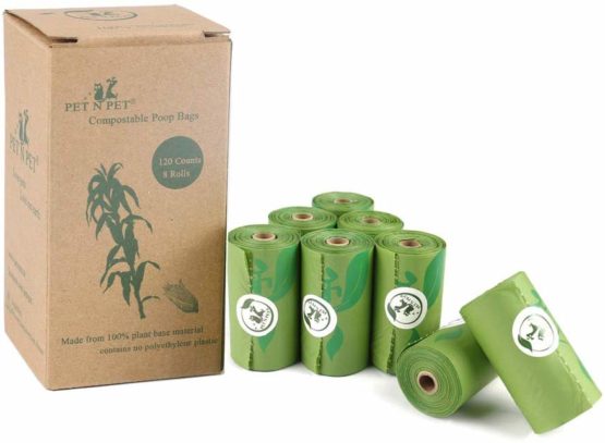 PET N PET Dog Poo Bags Vegetable-Based Corn Starch Poop Bags for Dogs Unscented Dog Waste Bags Refill Rolls 120 Counts