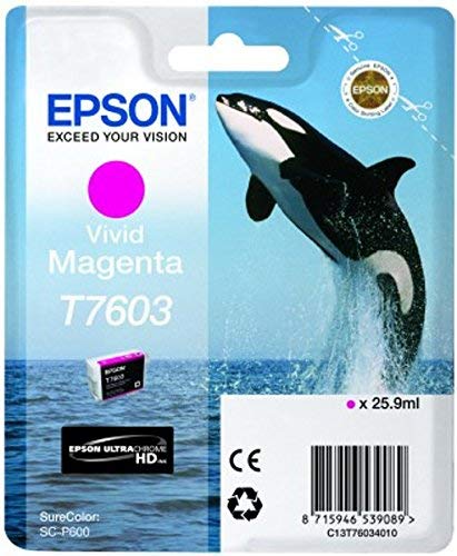 Epson C13T76034010 T7603 Vivid Ink Cartridge, Magenta, Genuine