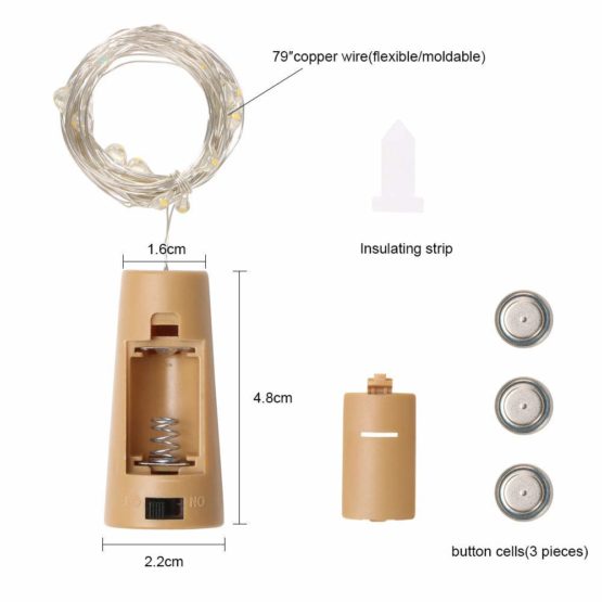 Vicloon Bottle Lights with Cork, 12pcs LED Bottle Light 2M/20 Wine Bottle Lights Copper Wire for Halloween Christmas Party Decor DIY, Warm White Lights, Battery Included (Battery Box Upgrade Design) - Image 2