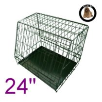 Ellie-Bo Sloping Puppy Cage Small 24 inch Black Folding Dog Crate with Non-Chew Metal Tray With Slanted Front For Car