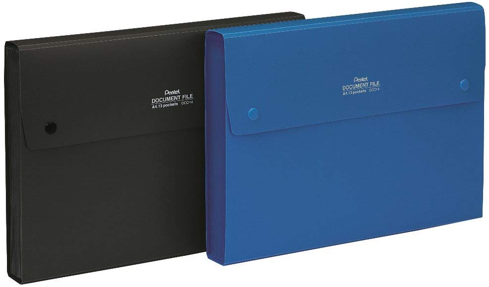 Pentel Recycology DCD14 Document Folder, Organiser, A4, 13 Pockets, 50% Recycled Polypropylene Black - Image 2