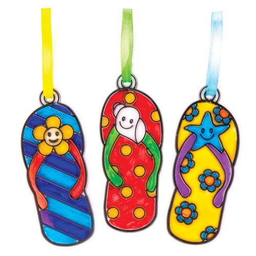 Baker Ross AV224 Flip Flop Suncatcher Decoration Set for Children to Design Decorate and Display - Image 2