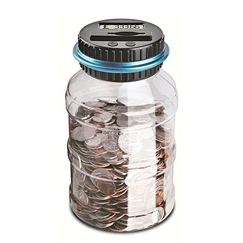 LemonBest Digital UK Coins Automatic Counting Money Box Jar LCD Display Transparent Large Capacity Gift for Kids