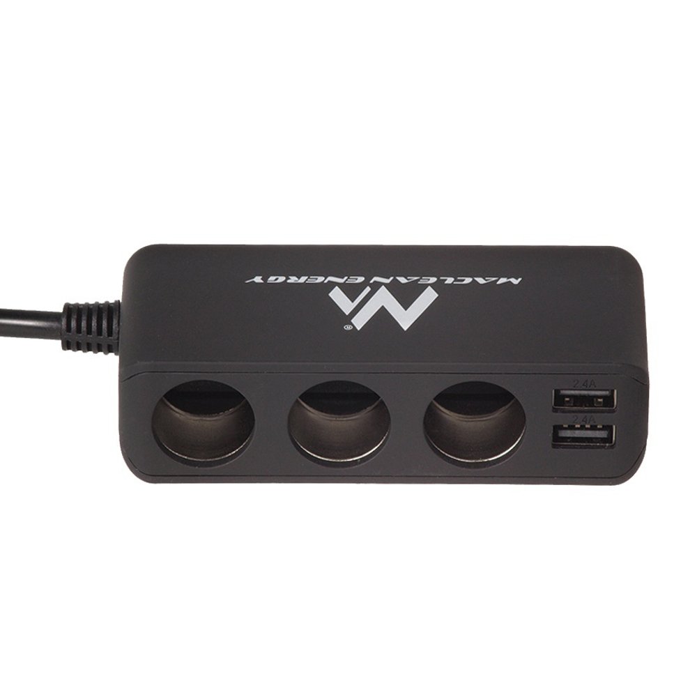 Maclean MCE117 MultiPort Car Charger 3x12V Lighter Socket 4xUSB, Black, Zigarettenanzünder-Verteiler - Image 2
