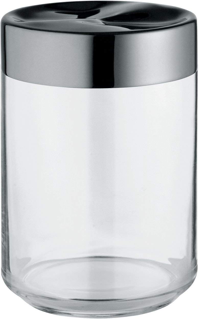 Alessi Julieta LC09, Design Hermetic Kitchen Jar, Glass Body with Stainless Steel 18/10 Lid, 100 cl, Silver