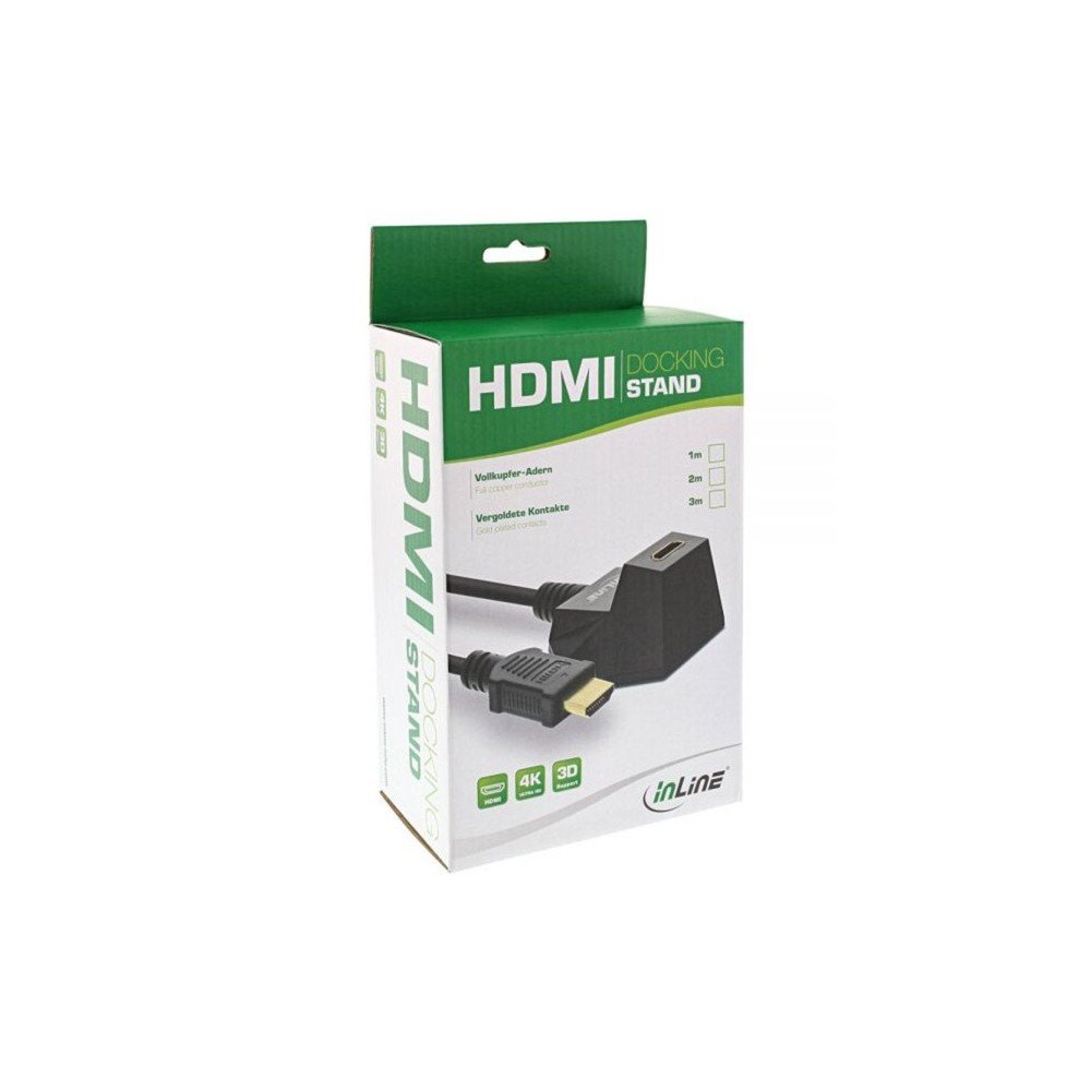 InLine 17531S HDMI Extender with Viewing Stand & 4 K2 k High Speed with Ethernet Male to Female 1 m Black/Gold - Image 3