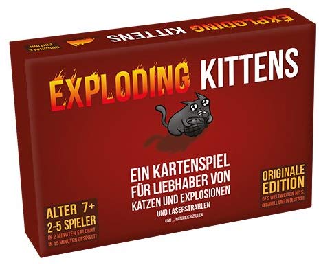 Exploding Kittens, Basic Game, Party Game, Card Game, 2-5 Players, from 7+ Years, 15+ Minutes, German, Multicoloured, 1. Grundspiel