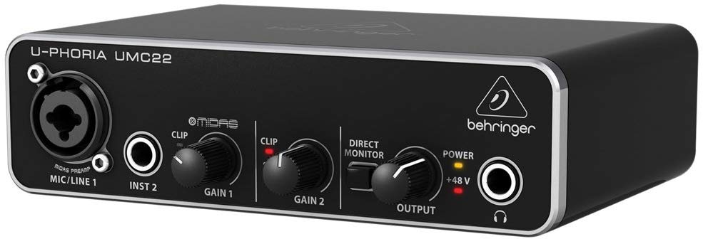 Behringer UMC22 Audiophile 2x2, 48 kHz USB Audio Interface with Midas Mic Preamplifier for Recording Microphones and Instruments - Image 4