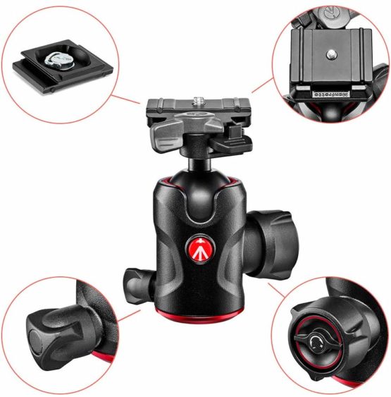 Manfrotto Compact Ball Head 496, Fluid Ball Head for Camera Tripod, Camera Stabilizer, Photography Equipment, for Precise Framing