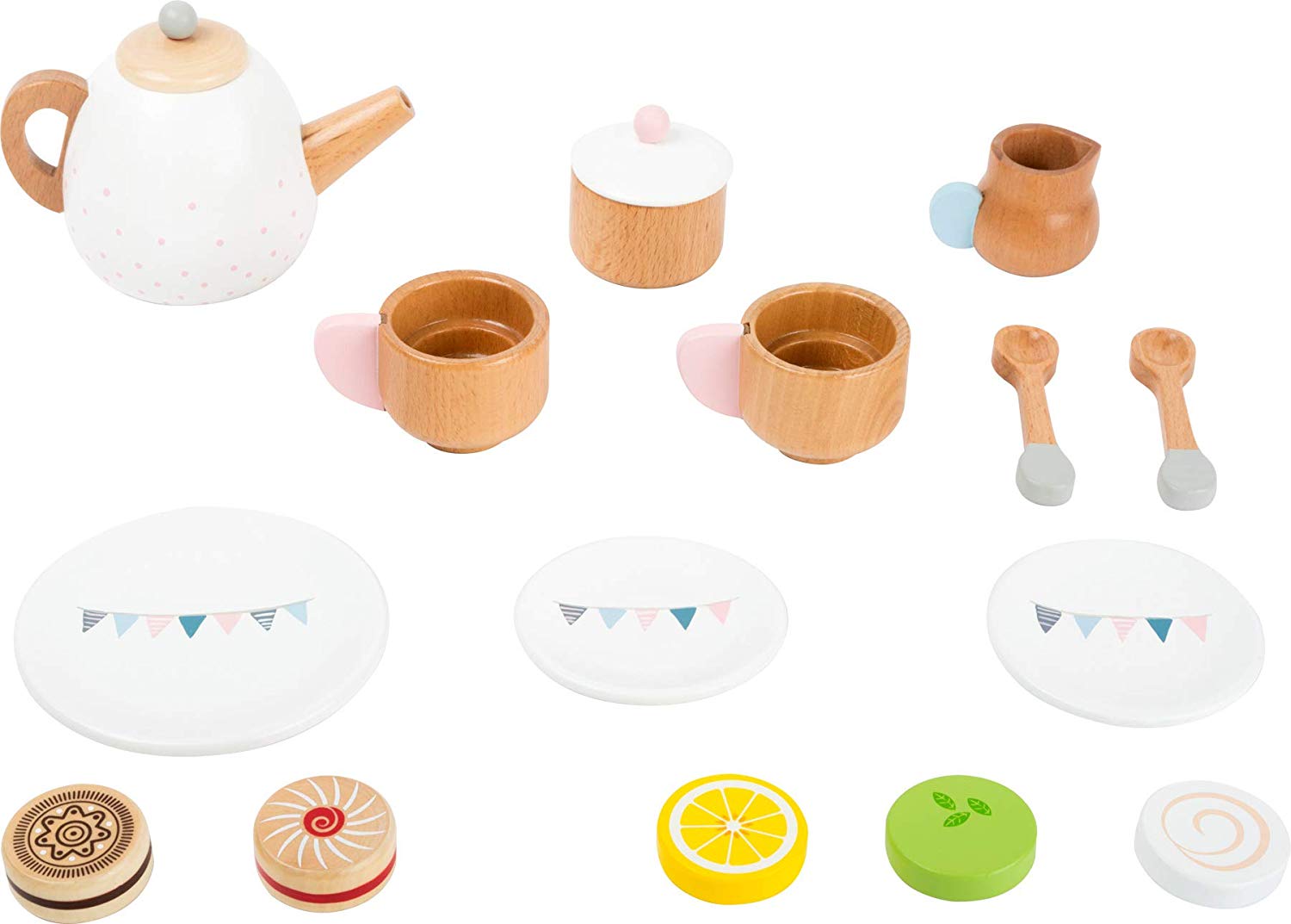 small foot 11214 Wooden Tea Set "Children's Kitchen", accessories for play kitchen with 17 parts, from 3 years - Image 3