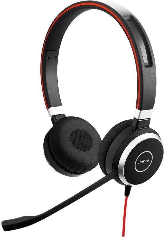 Jabra Evolve 40 MS Stereo Headset – Microsoft Teams Certified Headphones for VoIP Softphone with Passive Noise Cancellation – USB-C Cable with Controller – black