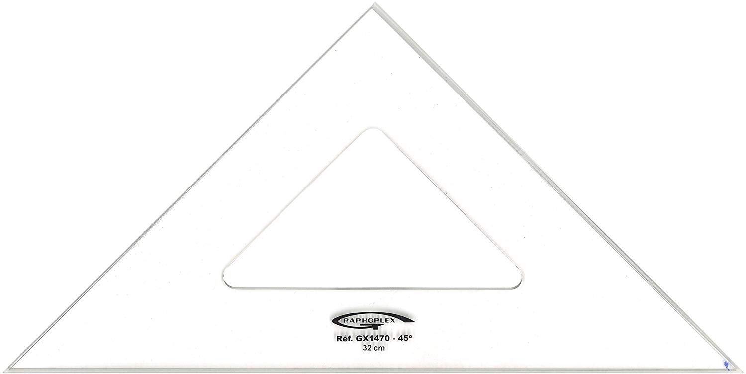 Graphoplex Set Square 45 ° 3 Edges (Clear 32 cm Transparent