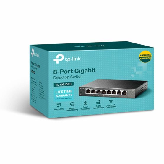 TP-Link TL-SG108S, 8 Port Gigabit Ethernet Network Switch, Ethernet Splitter, Hub, Desktop and Wall-Mounting, Sturdy Metal, Fanless, Plug and Play, Energy-Saving - Image 3