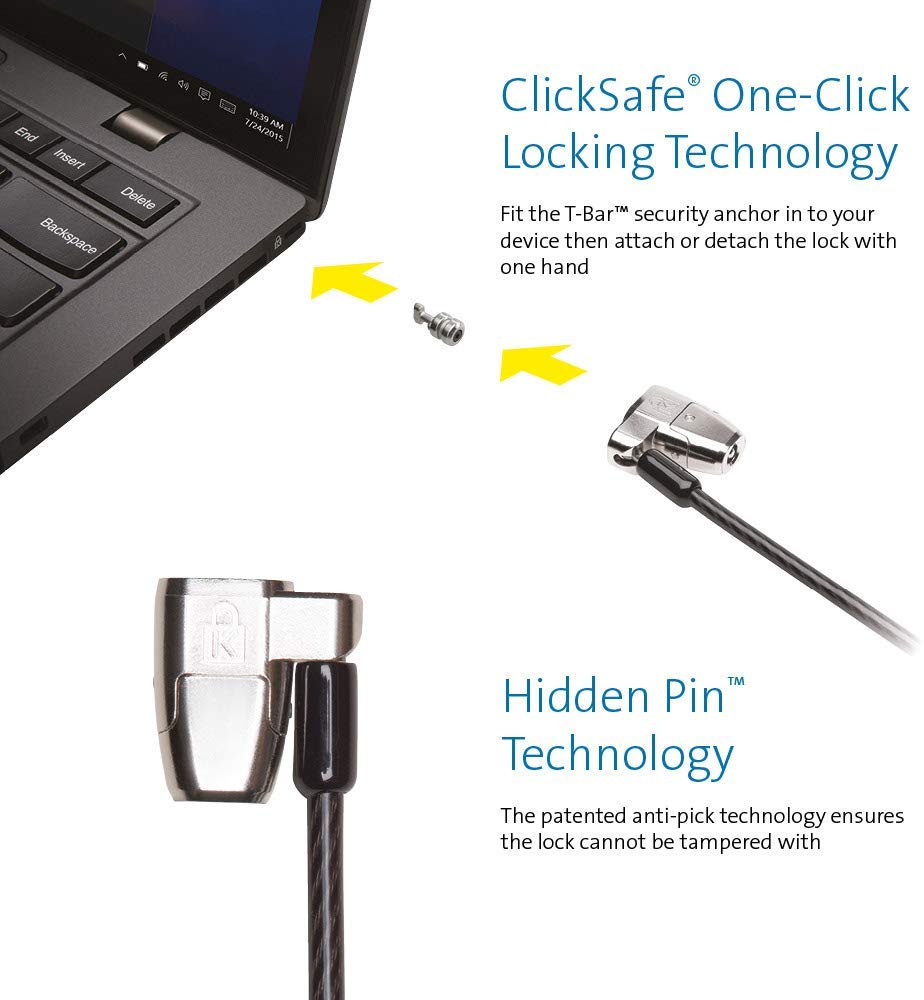 Kensington ClickSafe® 2.0 Lock - Keyed, Black, ClickSafe 2.0 - Image 3