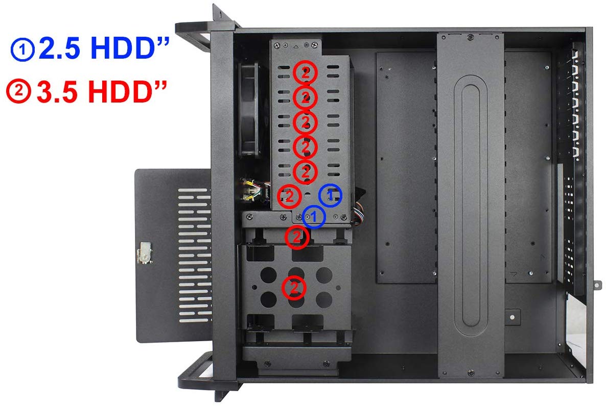 CiT 4U Rackmount Server Chassis, 500mm Deep, ATX, Micro ATX, Mini-ITX, 8 x 3.5" HDDs, 1 x 120mm Black Fan Included - Image 4