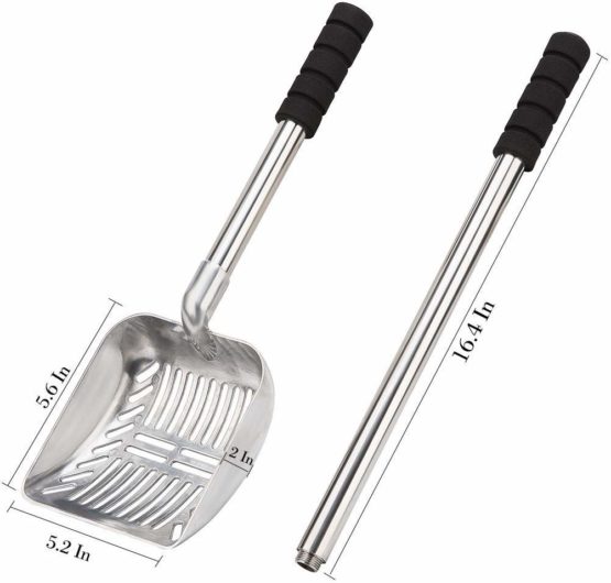 Cat Litter Scoop, 32.8in Long Handle No Bending Back Metal Pet Litter Scoop with Deep Shovel, Detachable Stainless Steel Non-Stick Heavy Duty Cat Litter Scooper with Foam Padded Grip Handle - Image 2