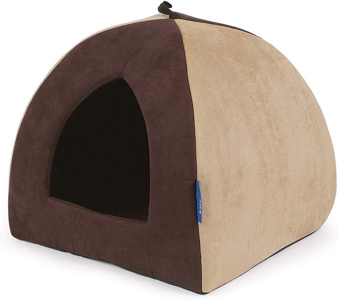 Cat Bed Ancol Sleepy Paws Pyramid - Faux Suede, Brown, 40 x 40 x 40 cm (L x W x H)