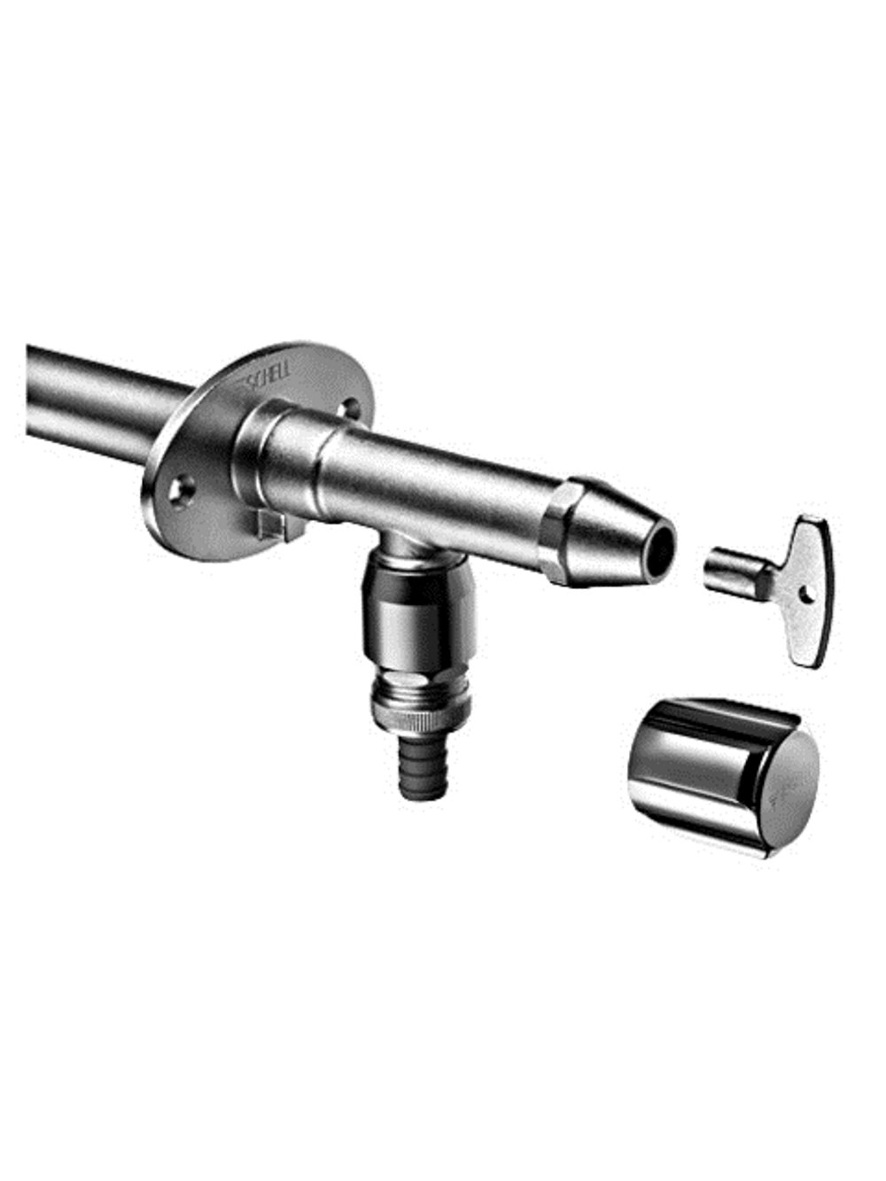 Schell Outdoor Wall Valve Set, Polar II, Frost-Proof with Pipe Diffuser, matt Chrome, 039960399, Mattchrom, 15 mm