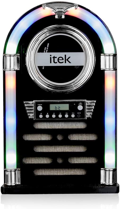 iTek Jukebox with CD Player, FM Radio and Bluetooth Connection, Remote Control Included, Gloss Black - Image 4