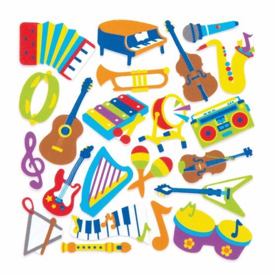 Baker Ross AW660 Music Foam Stickers (Pack of 120), Asst Colours