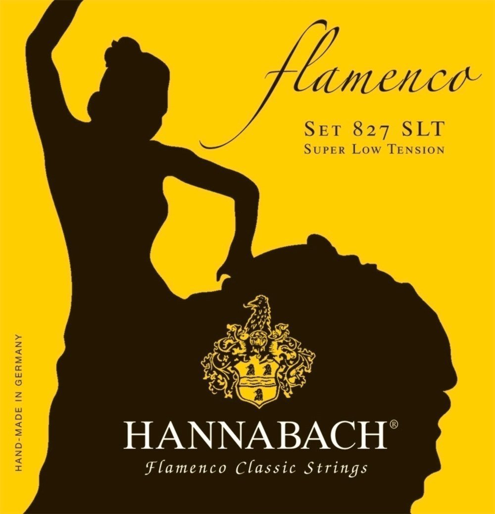 Hannabach classical guitar strings Flamenco Series 827 Super Low Tension E6w Made in Germany - 8276SLT, Silver, yellow