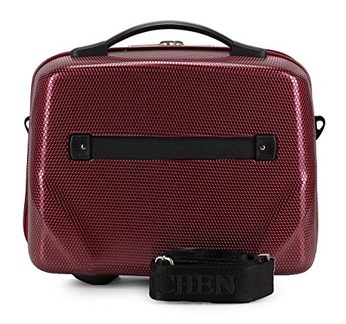 WITTCHEN PC Ultra Light Cosmetic Bag Cosmetic case Toiletry Bag Polycarbonate Beauty case Top Handle Adjustable Detachable Shoulder Strap Size XS Dark red - Image 4