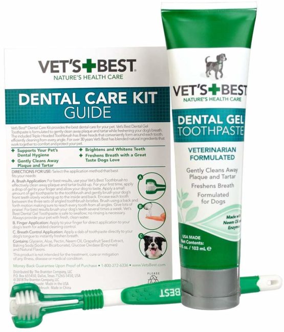 Vet's Best Dental Gel Toothpaste and Toothbrush Kit for Dogs