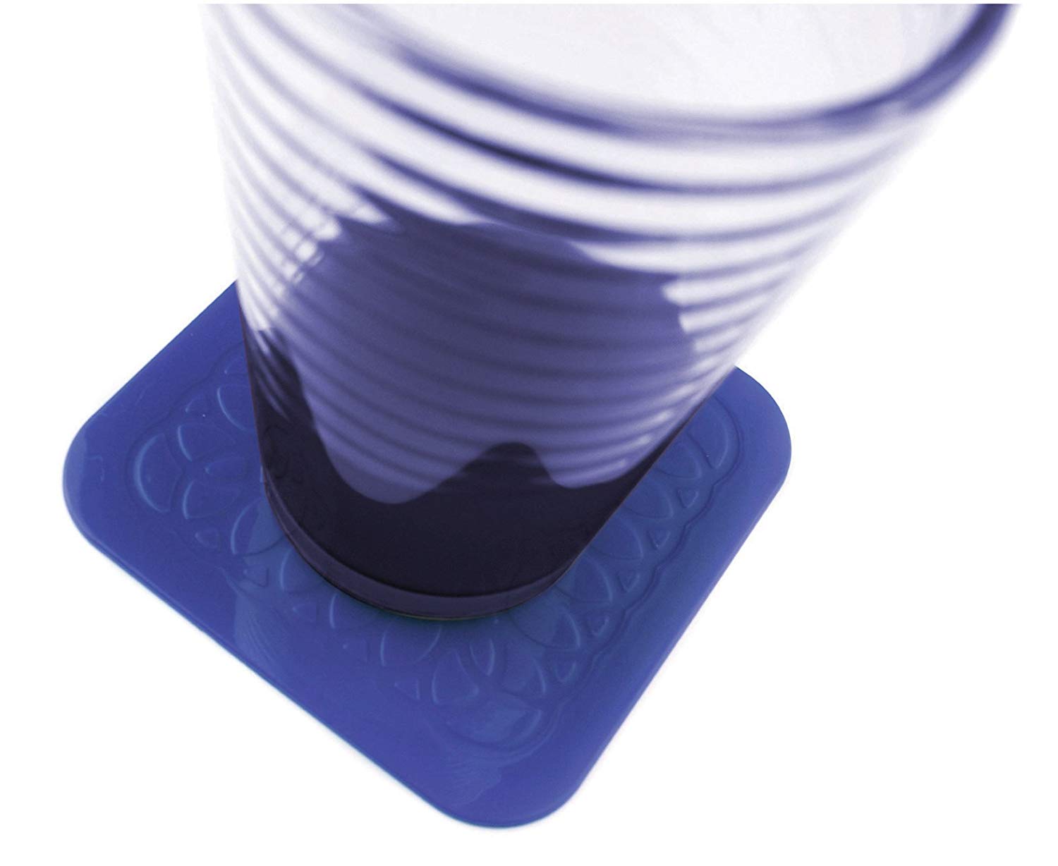 Tenura Blue Non Slip Heat Proof Coasters Square 9x9 cm for Coffee Tea, Beer, Mug, Wine on Tables, Counters, Cabinets Pack of 4 - Image 3