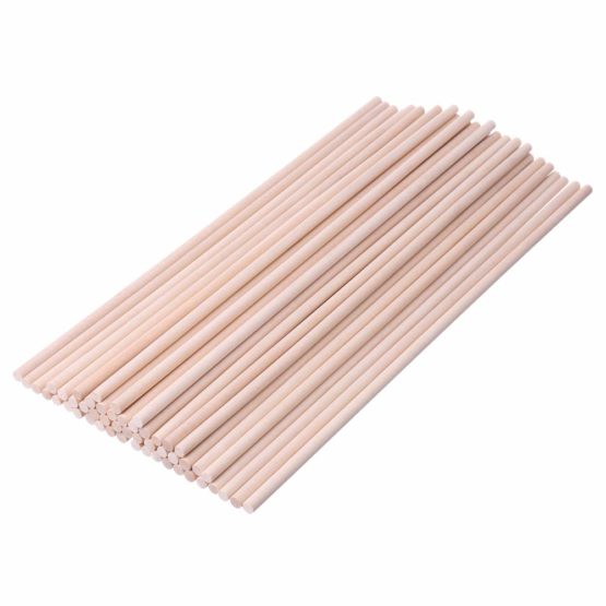 H&S 100 Wooden Sticks Wood Dowel Rods 30cm x 6mm Craft Sticks Unfinished Natural Wood - Image 2